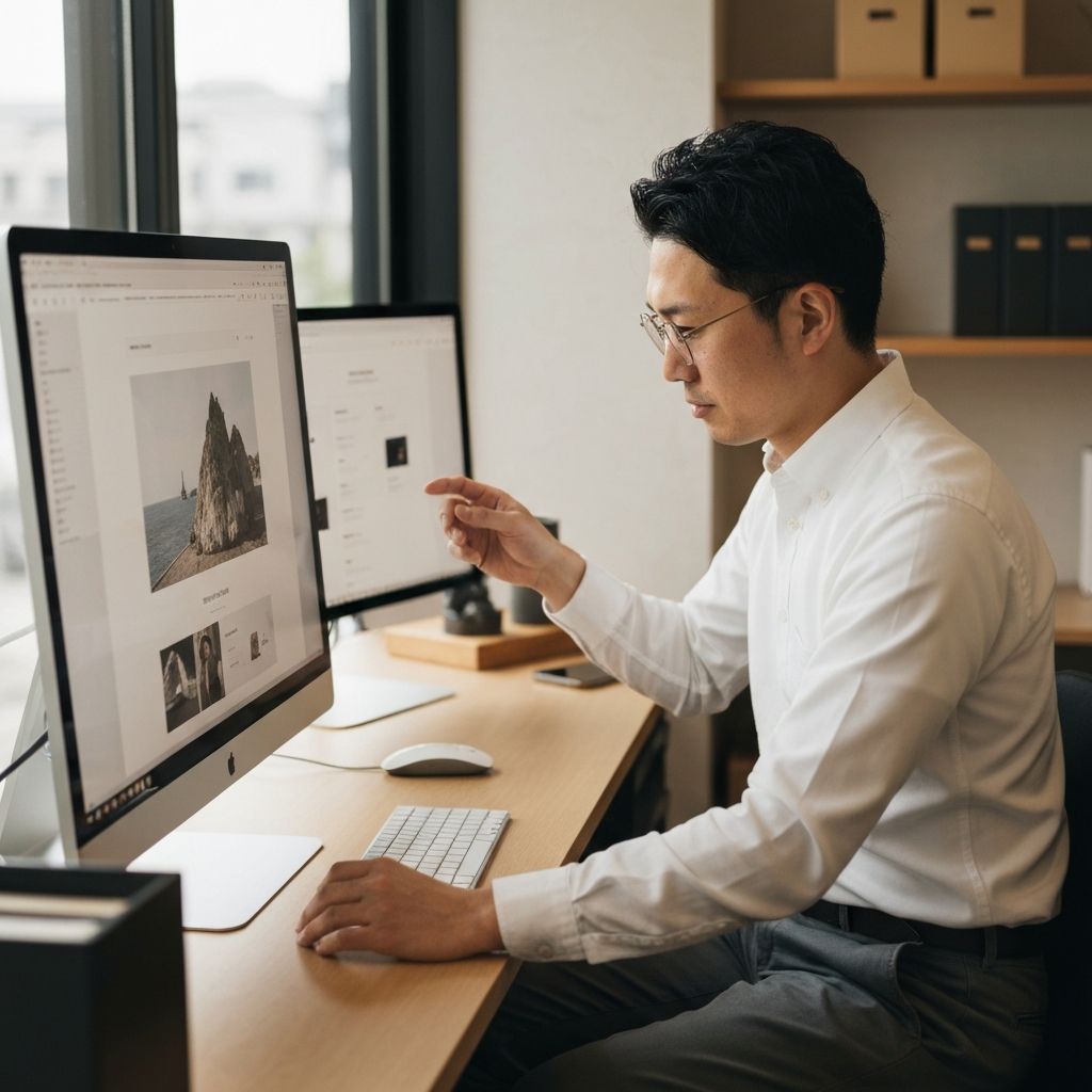 AIが制作したLP案をスタッフがチェックする様子